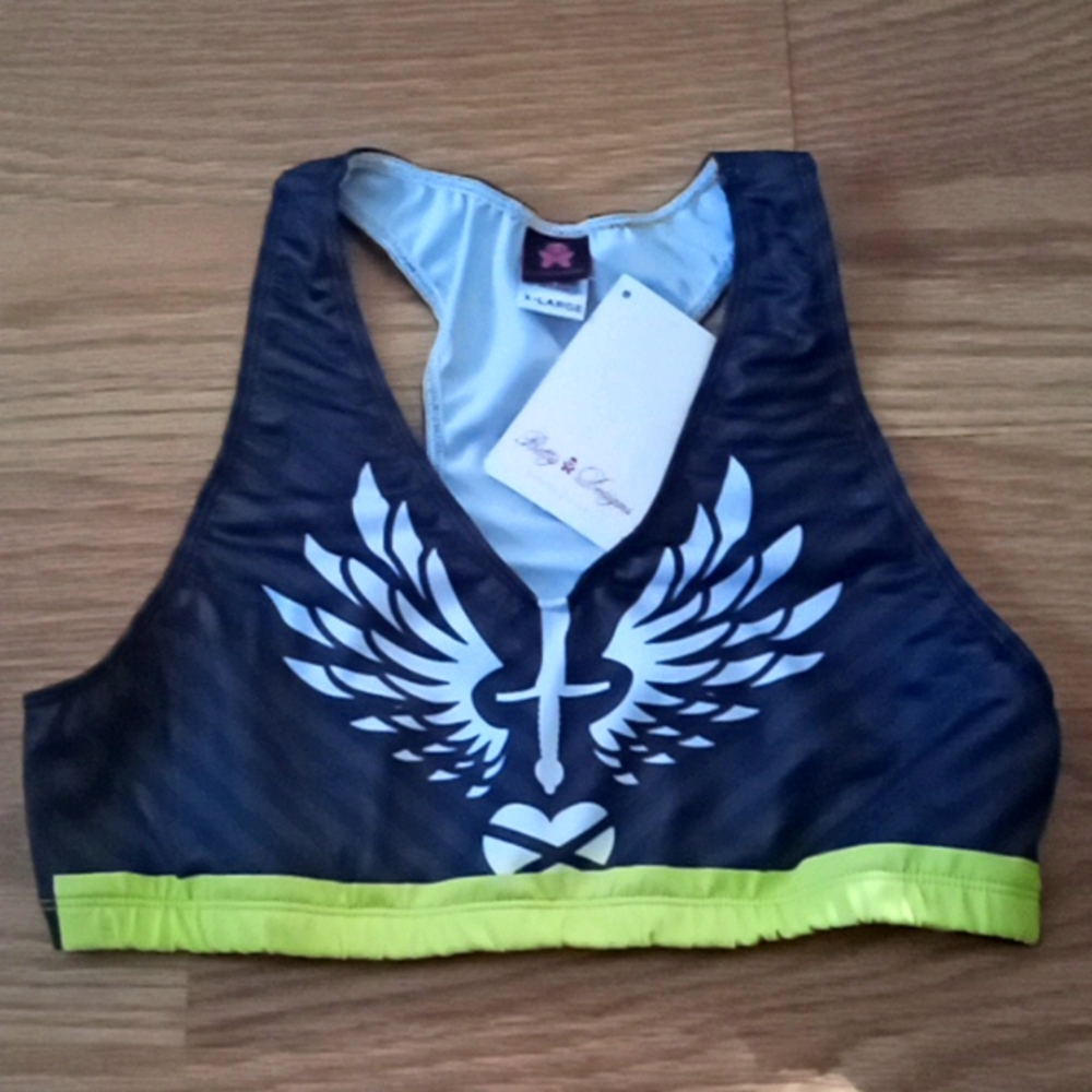 Betty Designs Sports Bra (Pinstripe/Neon Trim)